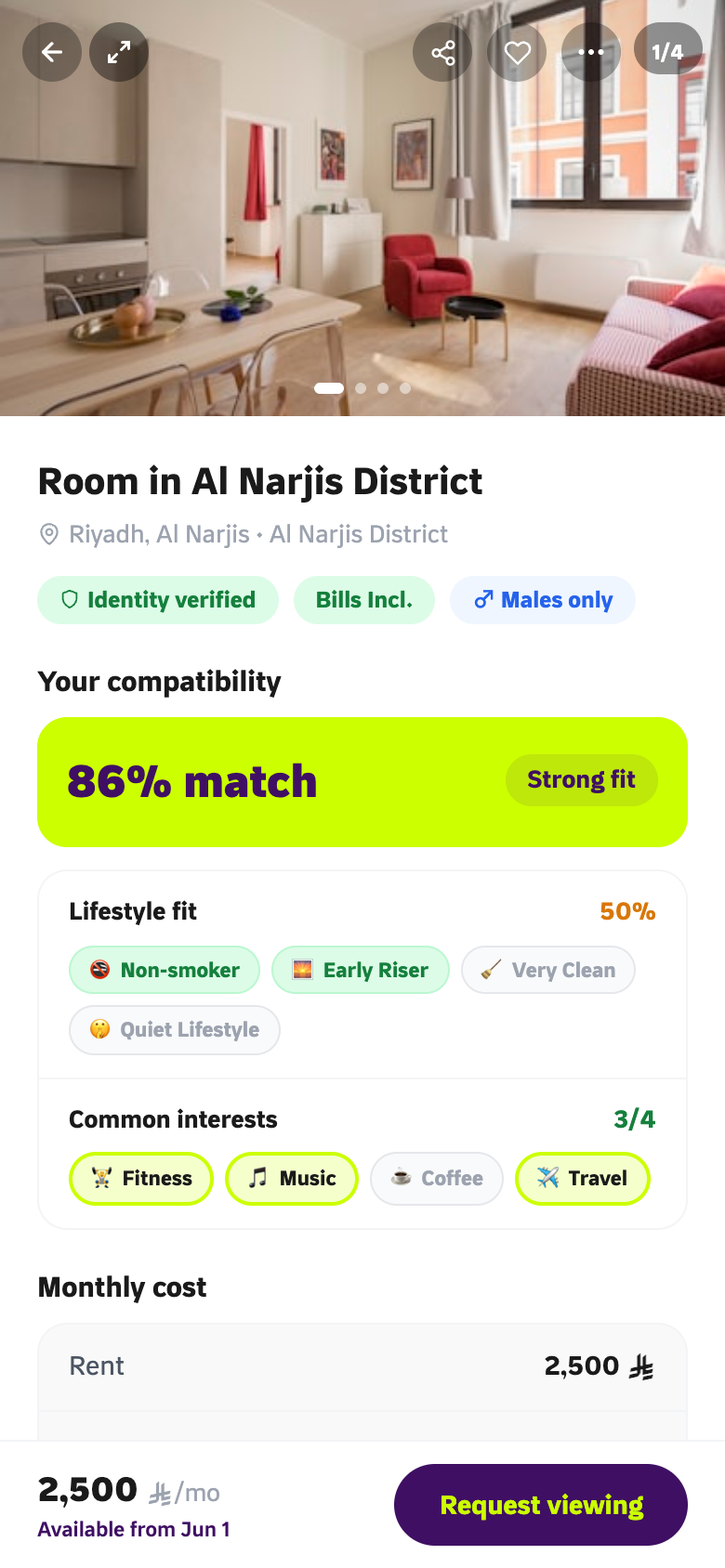 Ghurfa app — Listing details