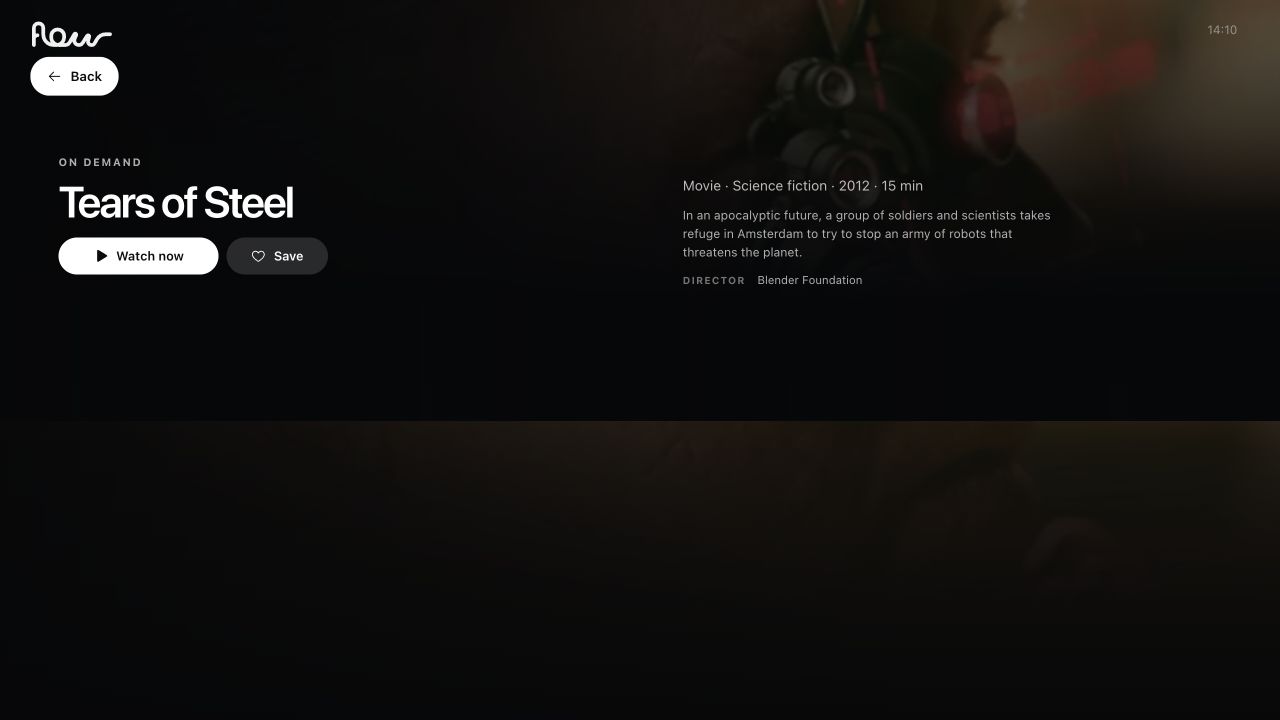 Flow TV detail screen
