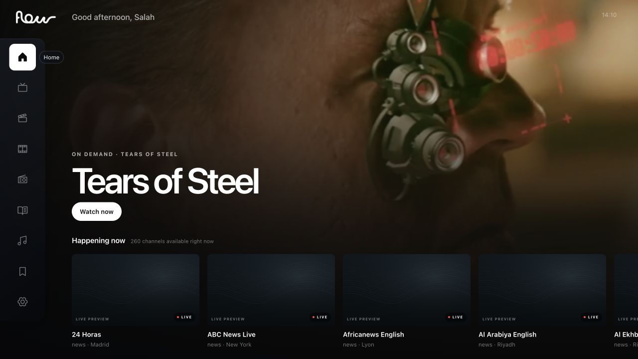 Flow TV home screen