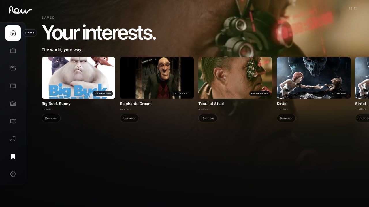 Flow TV saved screen