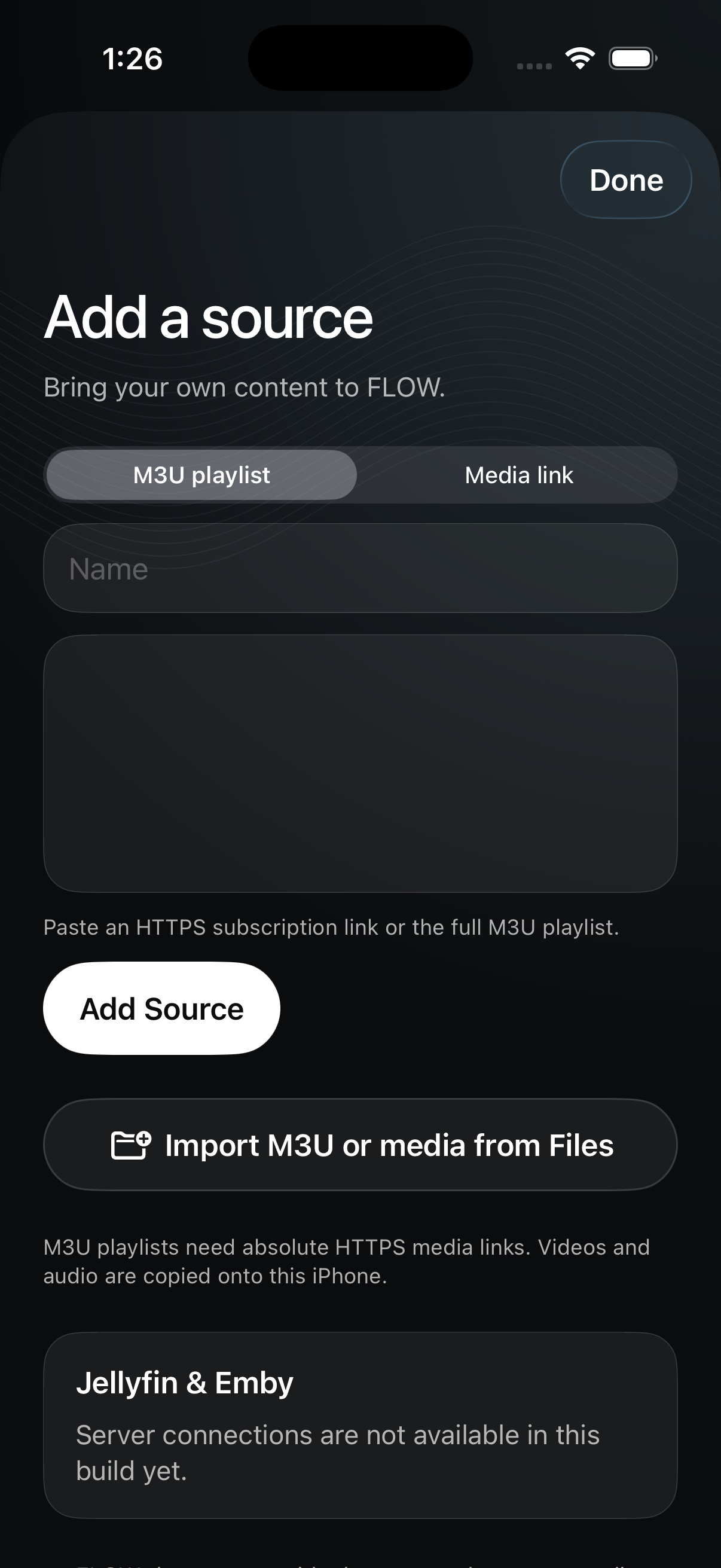 Current Flow mobile source screen